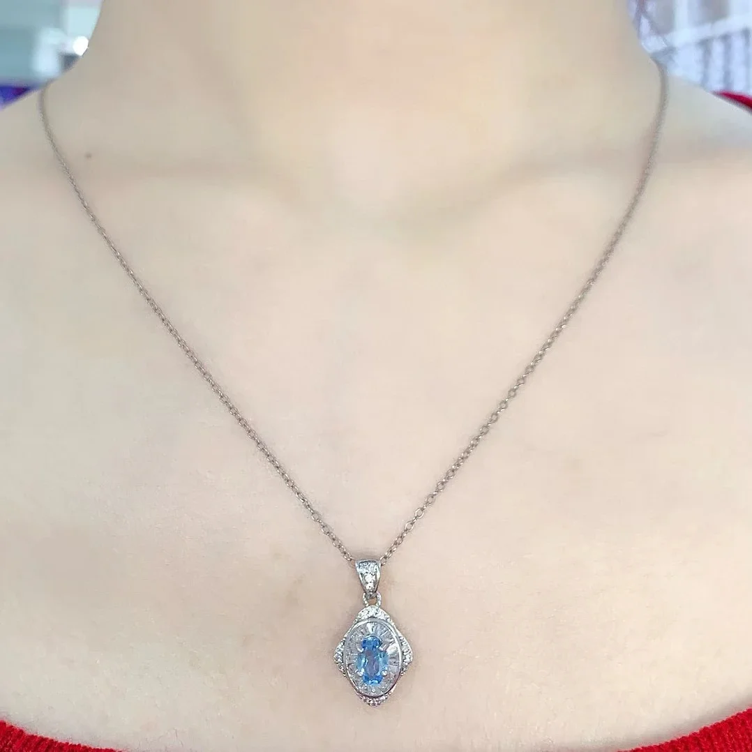 Attractive 925 Silver Topaz Pendant for Women 4mm*6mm 0.5ct VVS Grade Natural Topaz Necklace Pendant with 18K Gold Plating