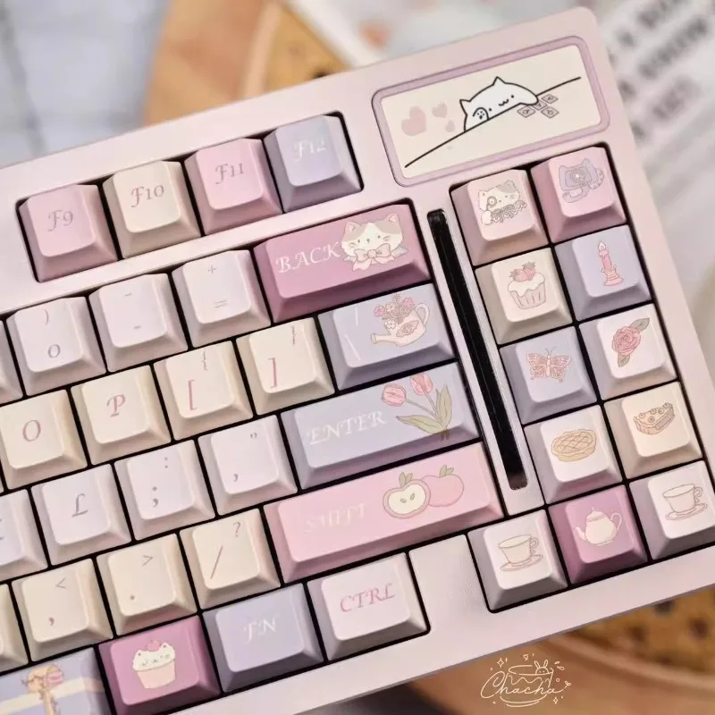 Ensemble de touches de thème de l'après-midi, sublimation PBT, aucun profil, accessoires de clavier mécanique, cadeau rose