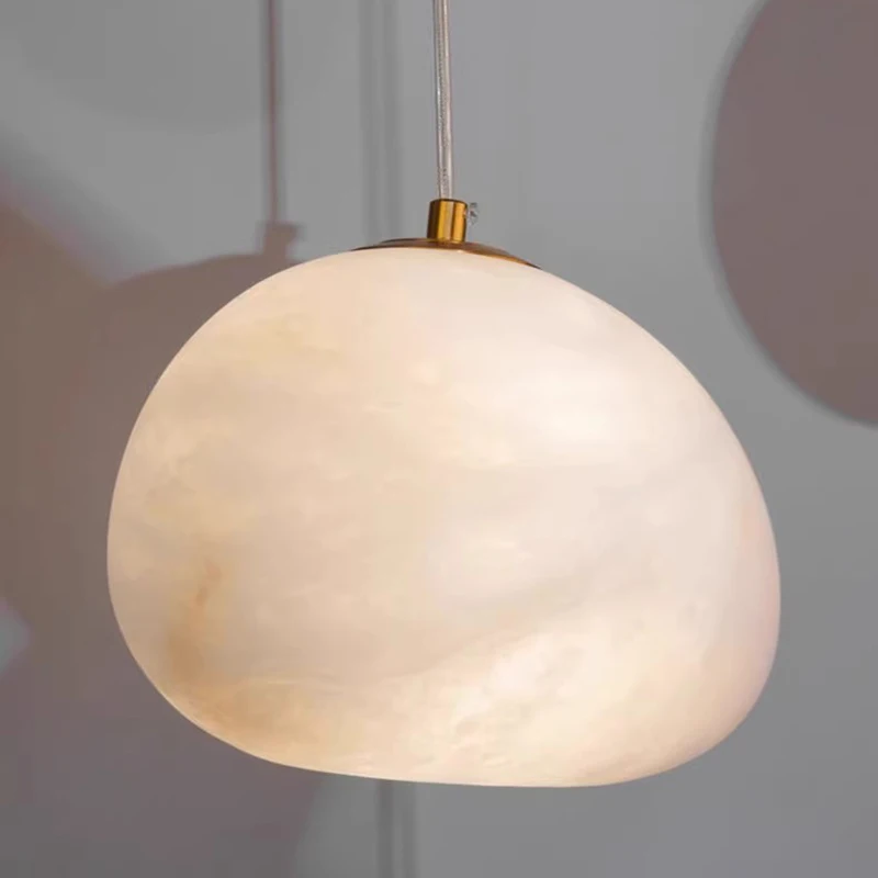 Postmodern Alabaster Staircase Pendant Light High-end Living Room Bedside Dining Room Lighting Spanish Natural Marble Chandelier