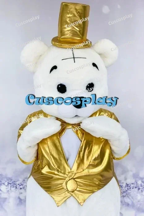 

Golden Tuxedo Teddy Bear Mascot Costume Anime Cosplay White Bear Halloween Carnival Party Events Anime Adult Christma