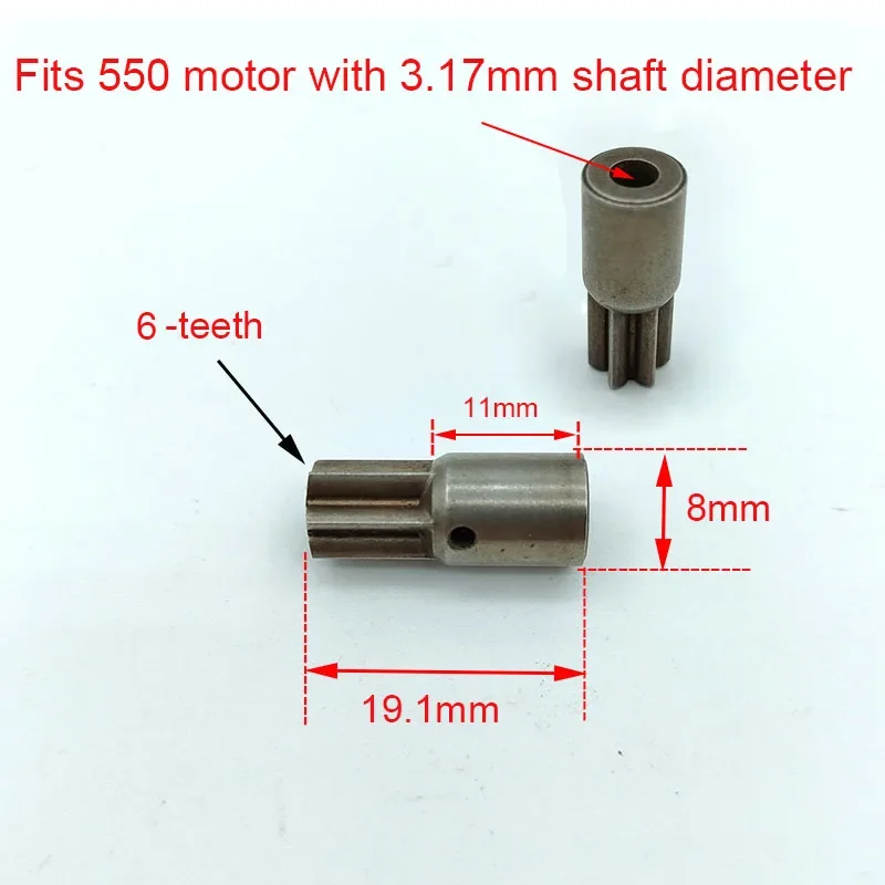 RS-550 معدات معدنية للمحرك الصلب ، 6-الأسنان ، 3.17 مللي متر رمح ، مفك كهربائي ، أداة الحفر