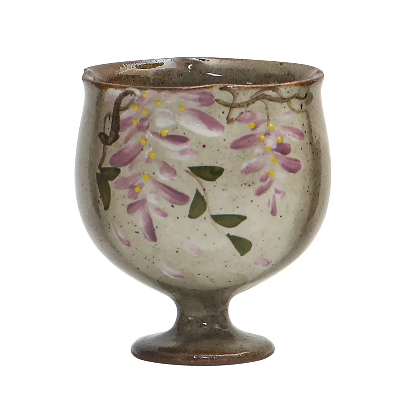 

LTT coarse pottery tea cup hand-painted with coaster camellia household tea single cup