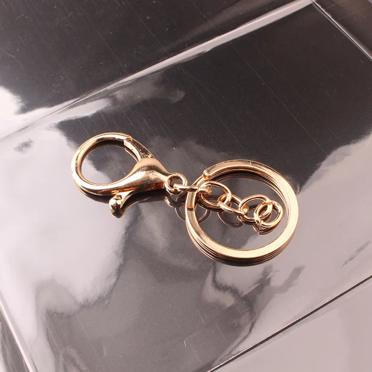 50pcs 30mm Keyring Multiple Colors  Key Chains Rings Round Golden Silver-Plate Hook Lobster Clasp Keychain