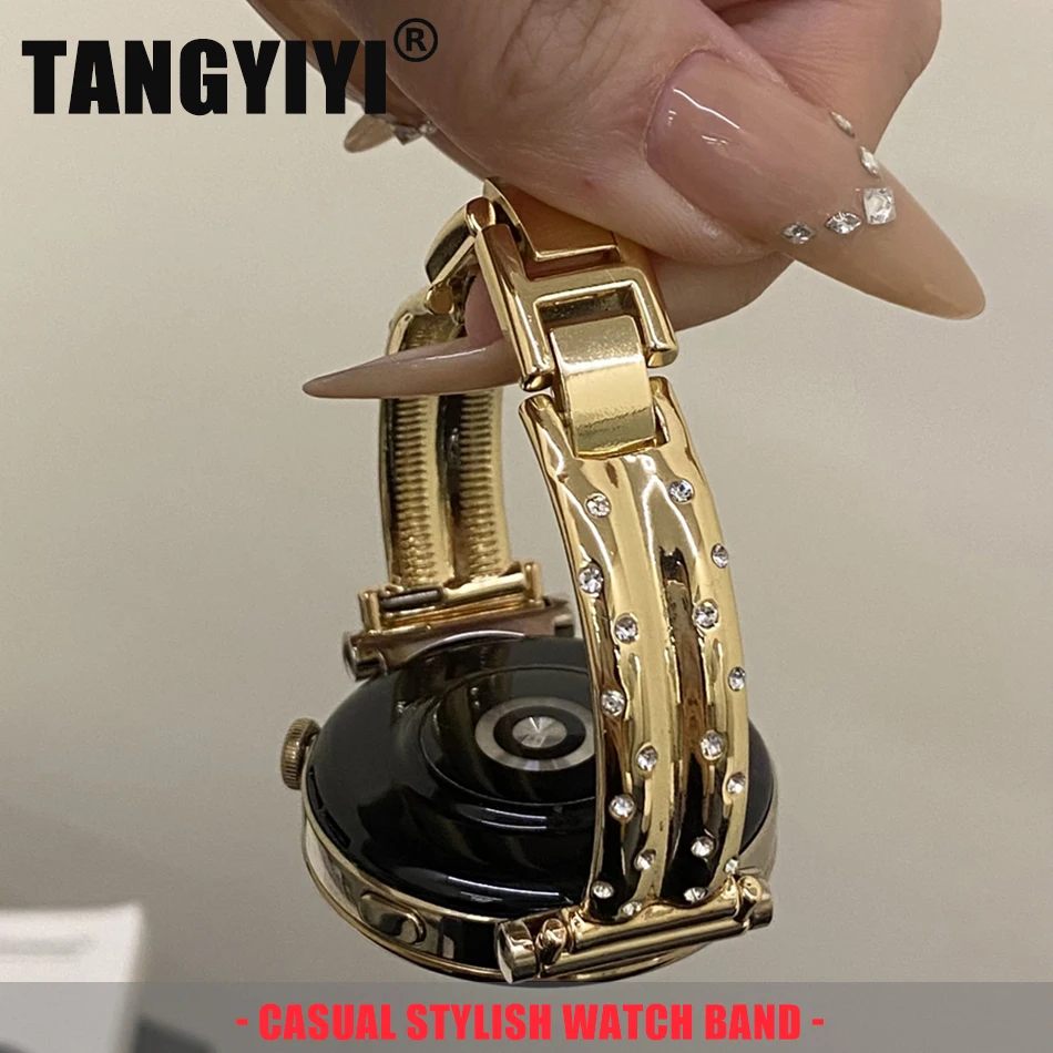 Ремешок для часов 18/20/22 мм для Samsung Galaxy Watch 8/7/4 6 Classic 5 Pro, металлический браслет с блестящими бриллиантами, ремешок для Amazfit Bip/GTS