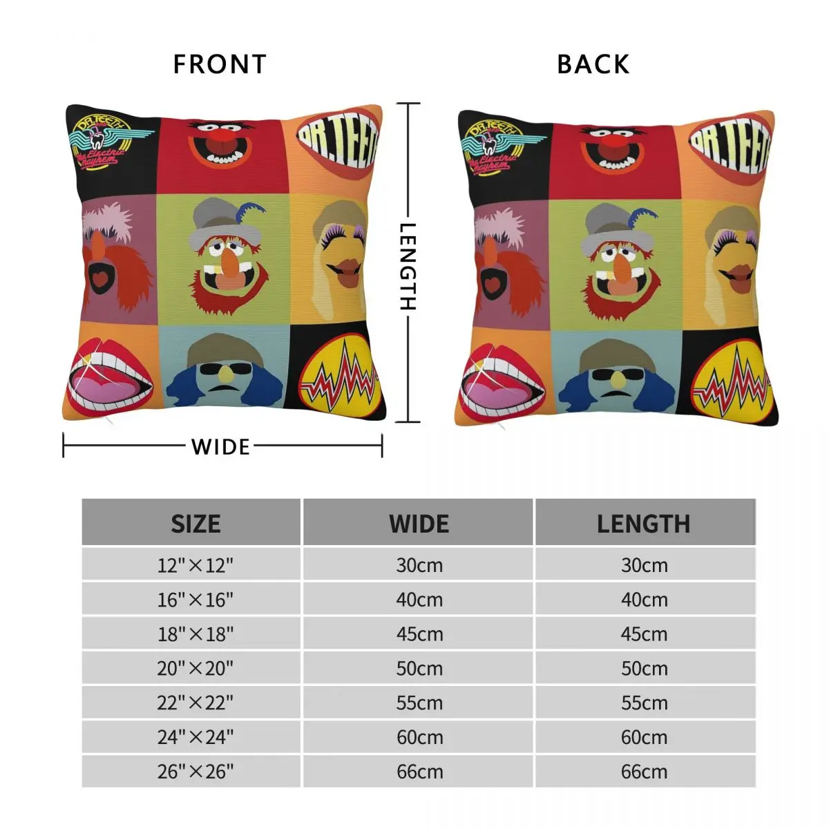 Dr. Teeth And The Electric Mayhem Square Pillowcase Polyester Linen Velvet Pattern Zip Decor Throw Pillow Case Car Cushion Cover