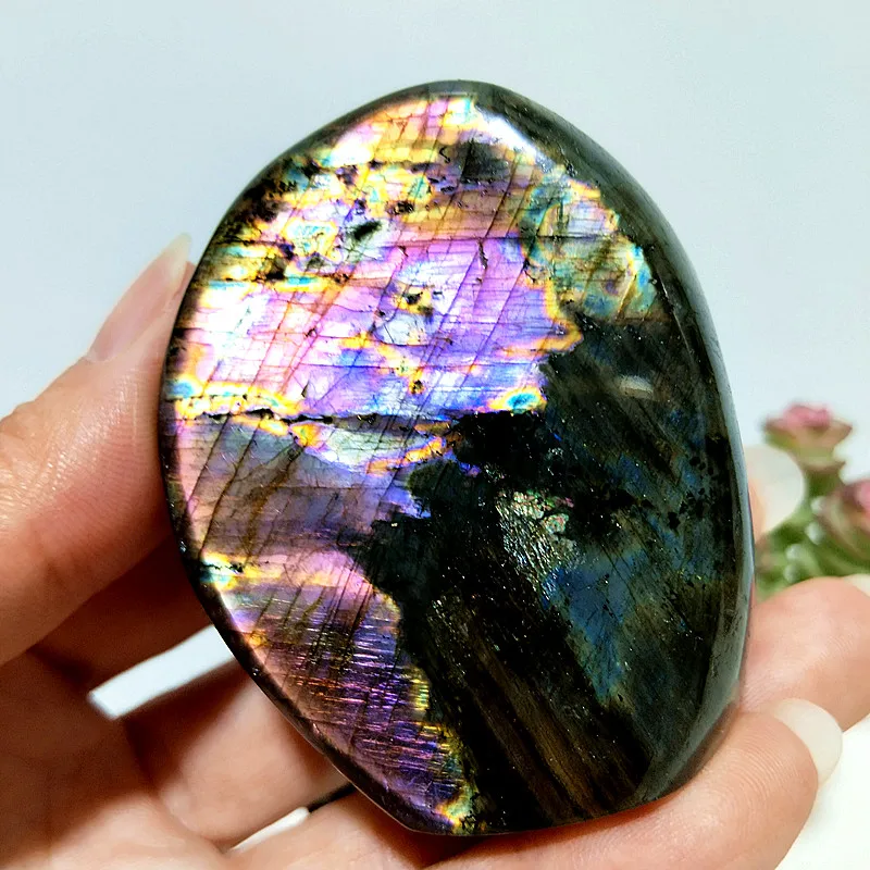 Natural Stones Finland Labradorite Light Palm Meditation Healing Spiritual Reiki Energy Healing Feng Shui Crystal Room Decor view 6