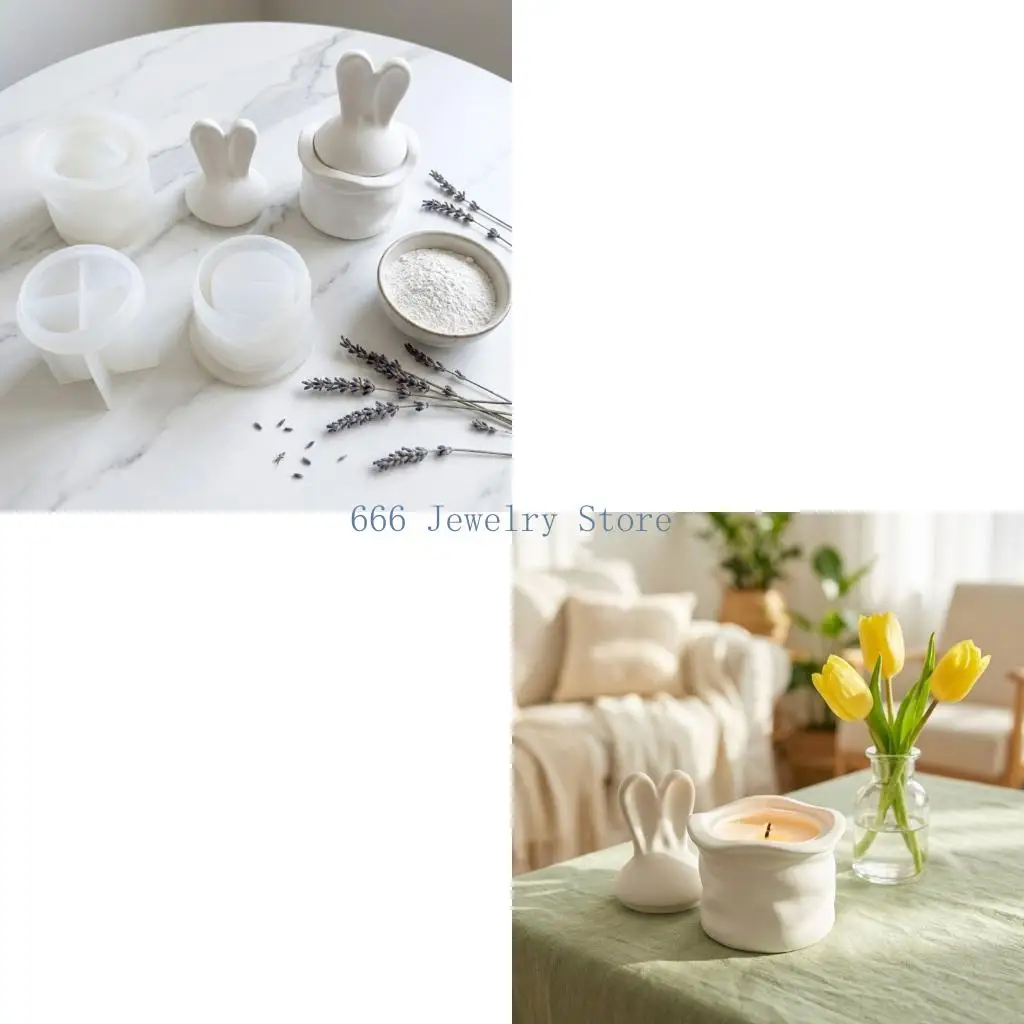 F2TD Multi Purpose Silicone Rabbits Ear Cup Mold For Various Craft Materials