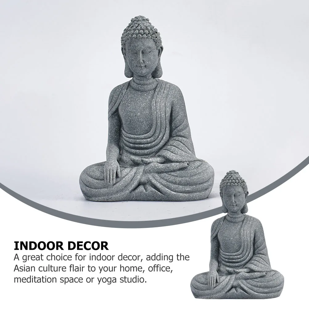 

1pc Creative Buddha Zen Desktop Adornment Sandstone Statue Asian Chinese Buddha Style Decoration Home Office Decor Gift