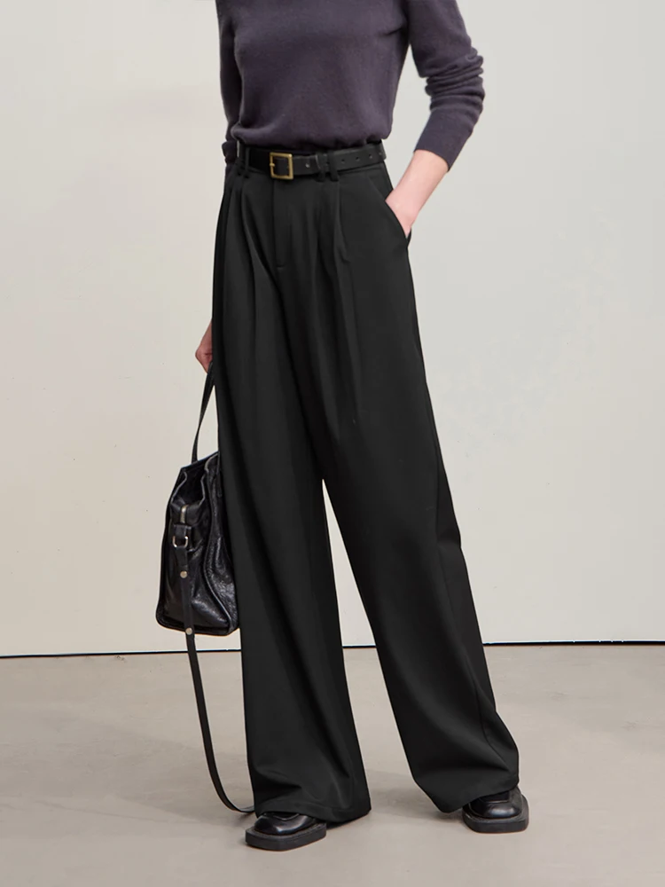 AMII Pants For Woman 2025 Winter New Commuter Casual Solid Color Ladies Clothing Loose Versatile Wide-leg Woman Trousers12554042