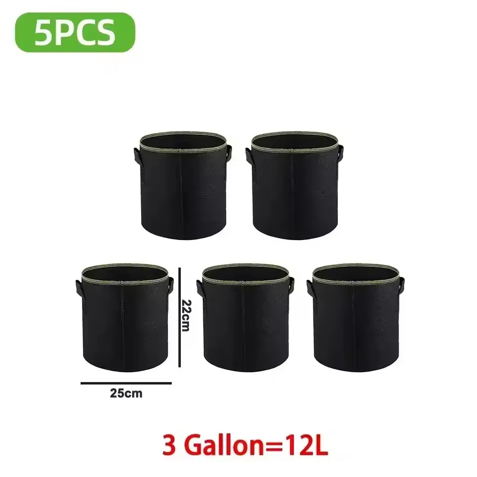 1-10 STUKS Non-Woven kweekzakken met luchtingsmogelijkheid, met handvatten, bloempotten, groenten-/bloemen-/plantenkweekzakken, 3/5/7/10/15/20 gallon