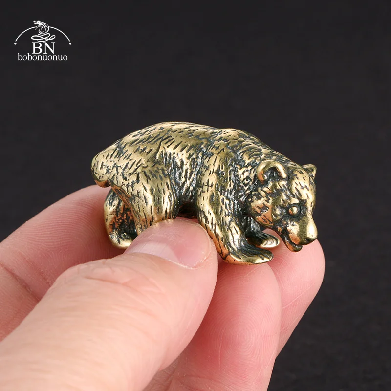 Estatua de oso pequeño y bonito de latón, adornos de escritorio de oficina, decoraciones, colecciones artesanales, figuritas de animales en miniatura, juguetes para niños, regalos