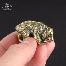 Brass Cute Small Bear Statue Office Desk Ornaments Decorations Crafts Collections Animal Figurines Miniatures Children Toy Gifts