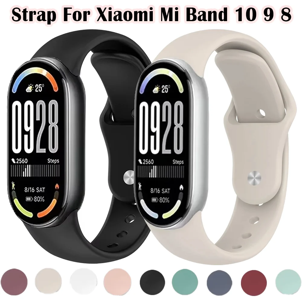Silikonarmband für Xiaomi Mi Band 10 Uhrenarmband Sport Ersatz-Armband für Xiaomi Mi Band 8 9 10 NFC Smartwatch Zubehör