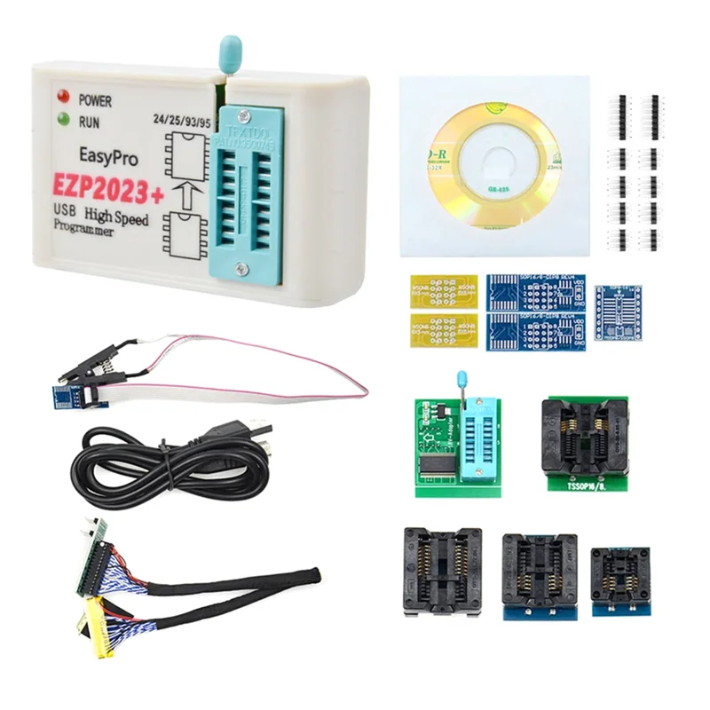 EZP2023+ High-Speed SPI FLASH Programmer Full Set+12 Adapters Support 24/25/93/95 EEPROM Bios 25T80 Burning Offline Copy-Hot