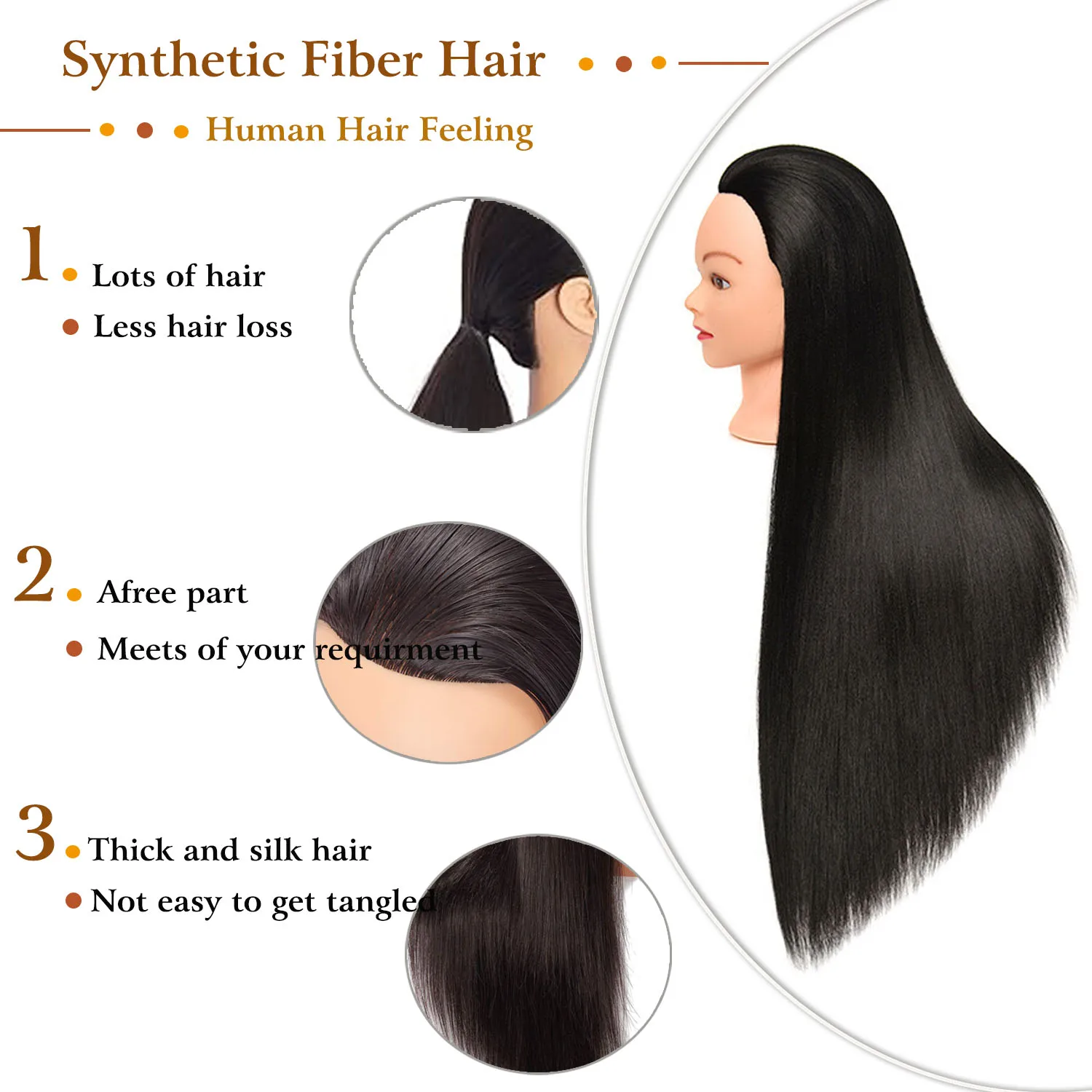 رأس دمية لتضفير عارضة أزياء لتصفيف الشعر 100% رأس تدريب لتصفيف الشعر الاصطناعي مع حامل ثلاثي القوائم للتجميل #6