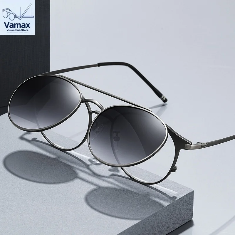 

VAMAX Retro Round Foldable Sunglasses Double-Layer Polarized UV Protection Unisex