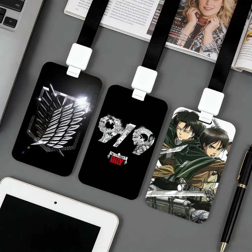 Comic Attack on Titan Badge Card Holder Student ID Case Daily Use Subway Commute Work Cover Office School Bus Protector