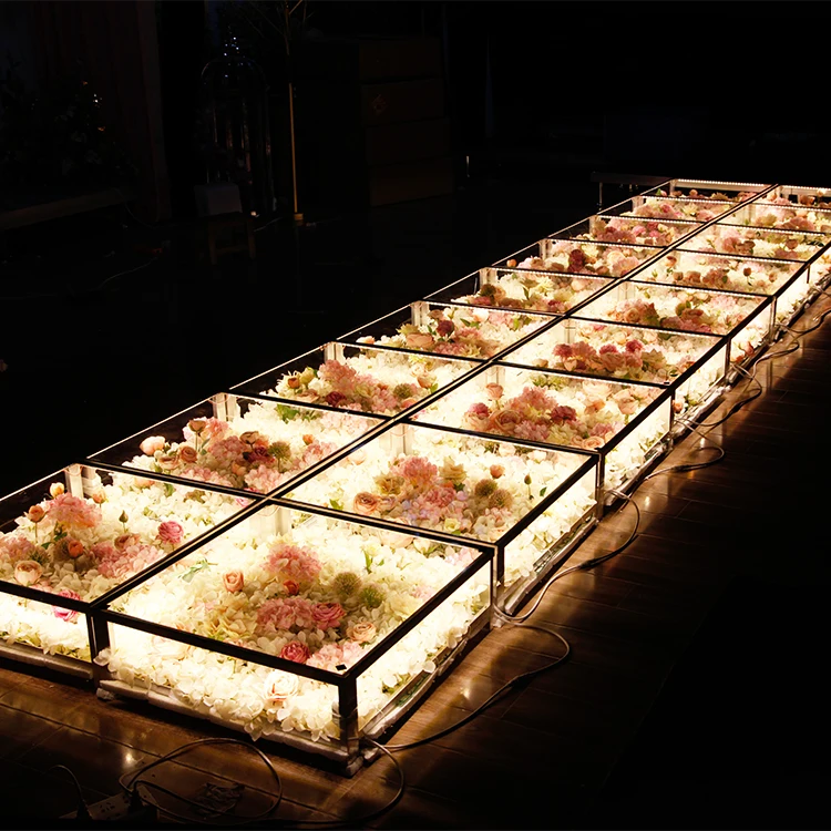 High-quality luxury modern wedding lighting decoration stage platform floor decoration tempered glass LED stage