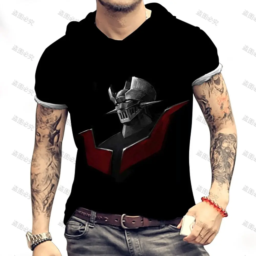 Mazinger Z Men\'s Hooded T-Shirt High Quality T-Shirt Clothing Anime T-shirts Oversized Essentials Short Sleeve Y2k New 3XL 2024