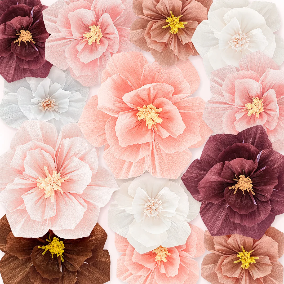 1 pcs flower Handcrafted Crepe Paper Flowers - Realistic Wall  Backdrop Decor for Weddings, Birthdays, Baby Showers