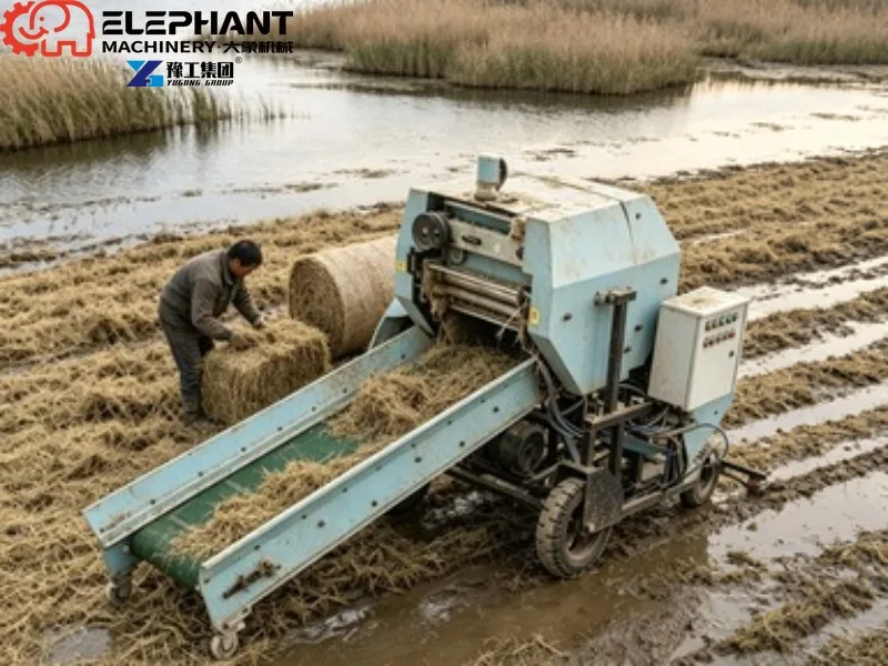 Self-feeding Square Hay Baler Continuous Working Pasture Dry Grass Straw Compression Baling Press