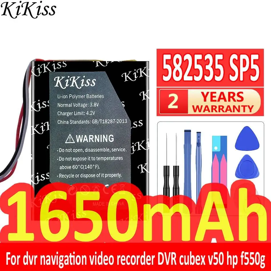 Dash Cam Battery 1650mAh Reliable Power Supply For Cubex v50 For HP f550g 582535 SP5 F200 Long-Lasting