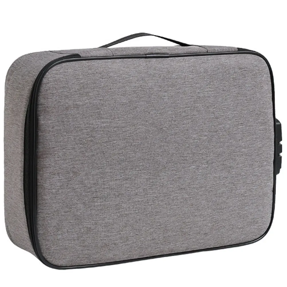 

Travel Document Organizer Portable File Box Combination Lock Layered Storage for Cards Albums Certificates Important