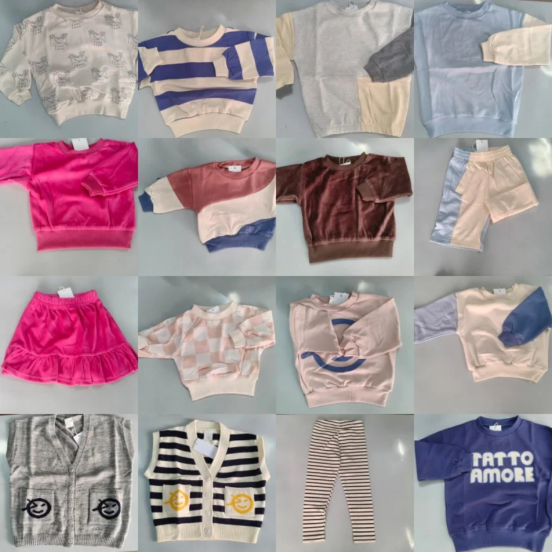In Stock  Children's Boys and Girls' Thick Base Shirts, Medium and Large Children's Base Shirts, Tops, Hoodies, and Pants Sets