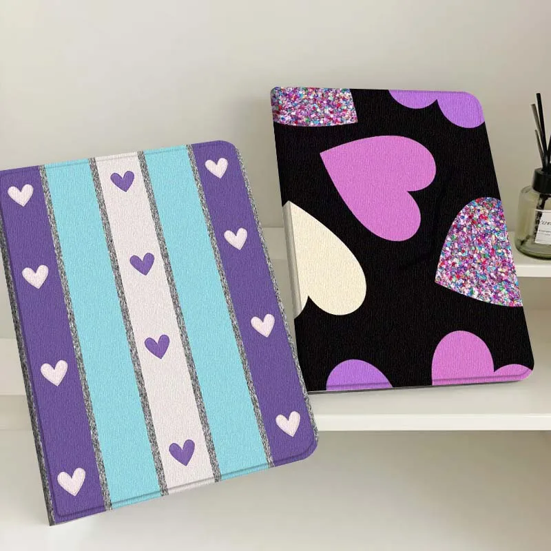 

Cartoon Heart Stripe Pattern Gift Tablet Case For Samsung Tab Galaxy S6 S11 A A7 A8 A9 A11 10.1 10.4 10.5 Plus Lite