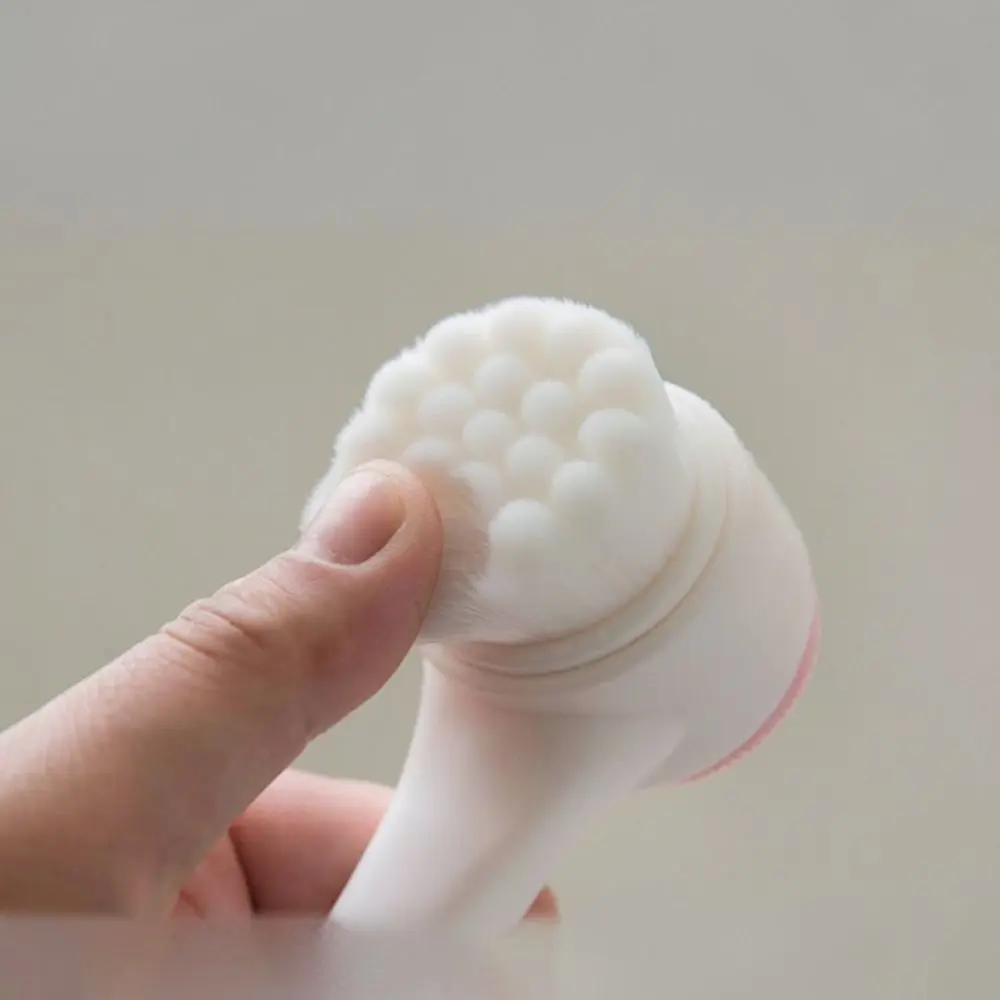 Escova de limpeza facial manual, feita de silicone, com dupla face, macia, para esfoliação dos poros, massagem facial e cuidados com a pele.