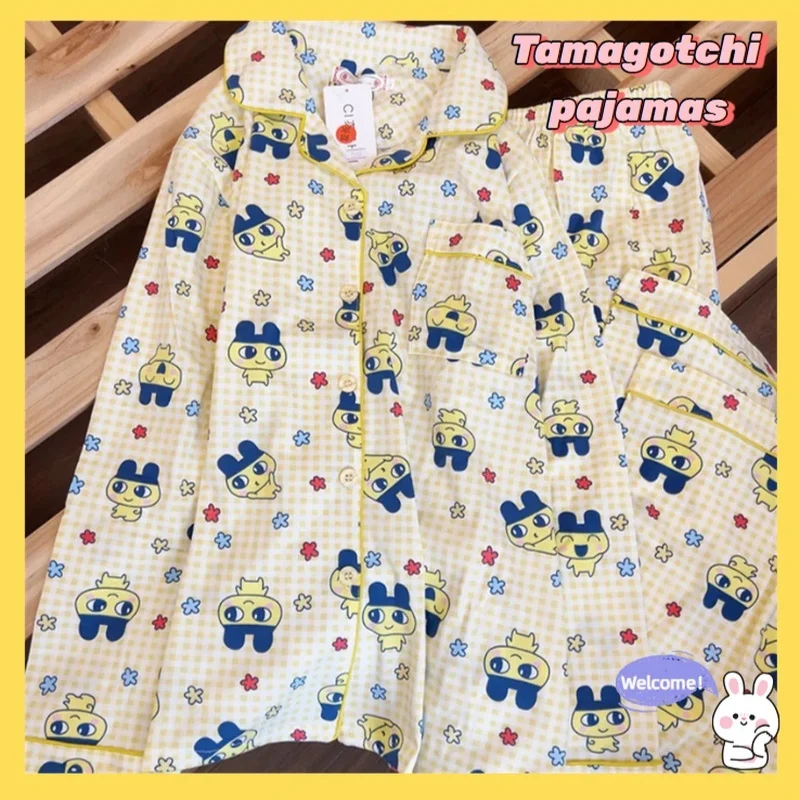 타마고코 마미지 여성용 한국 스타일 긴팔 잠옷 귀여운 큰 입 디자인 봄 가을 겨울 홈웨어 여름 패션