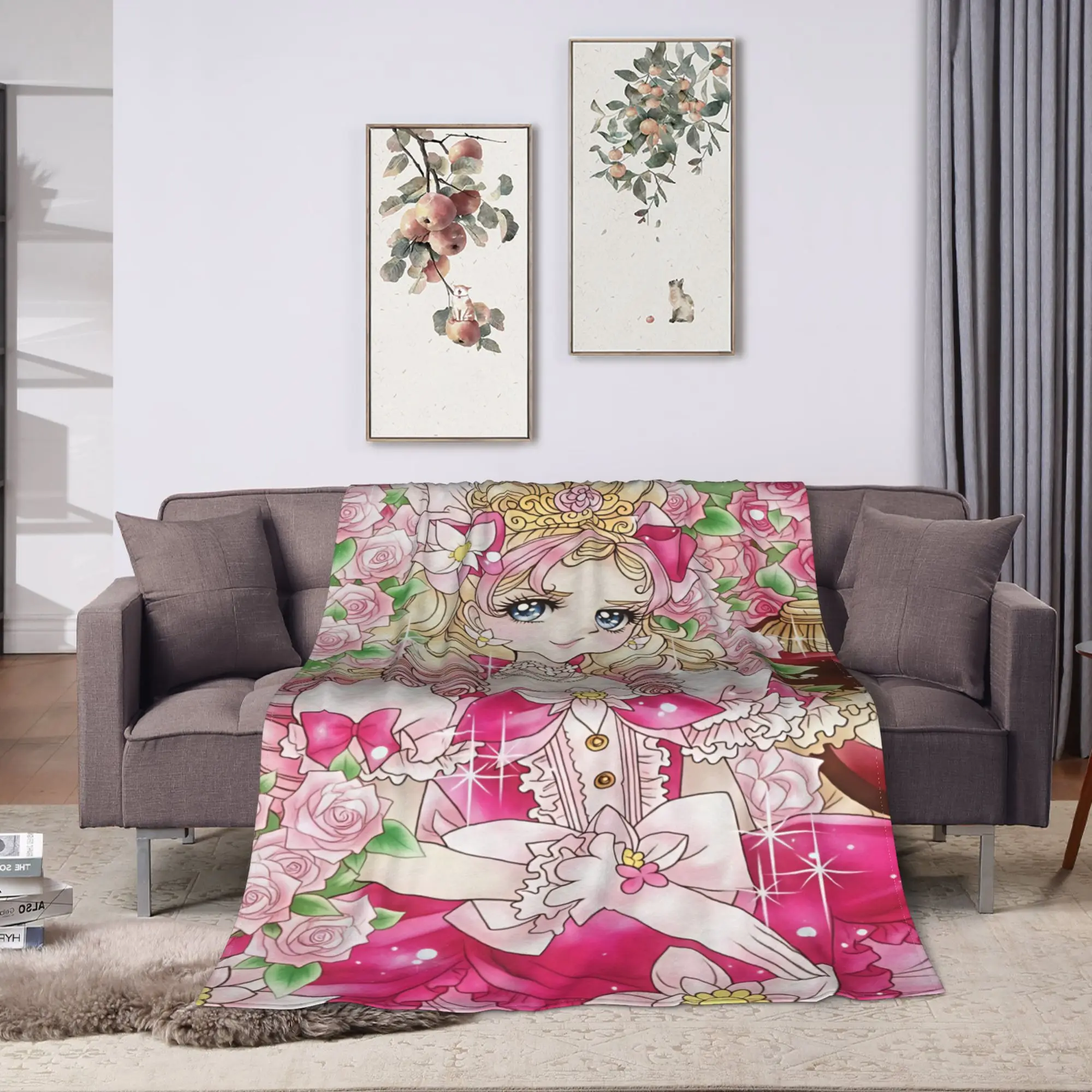 Rose of V-Versailles Lady  Blanket Travel Office Flannel Throw Blanket For Chair Sofa Bed Warm Soft Custom DIY Quality Bedspread