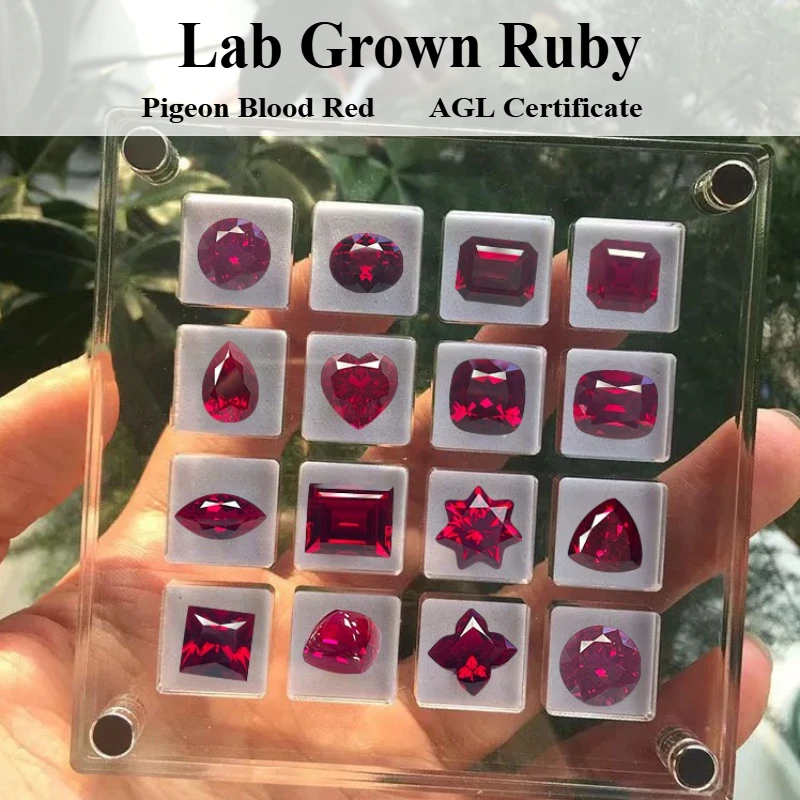 

Top Quality Lab Grown Ruby Pigeon Blood Red Gemstone for DIY Jewelry Making Materials Selectable AGL Certificate