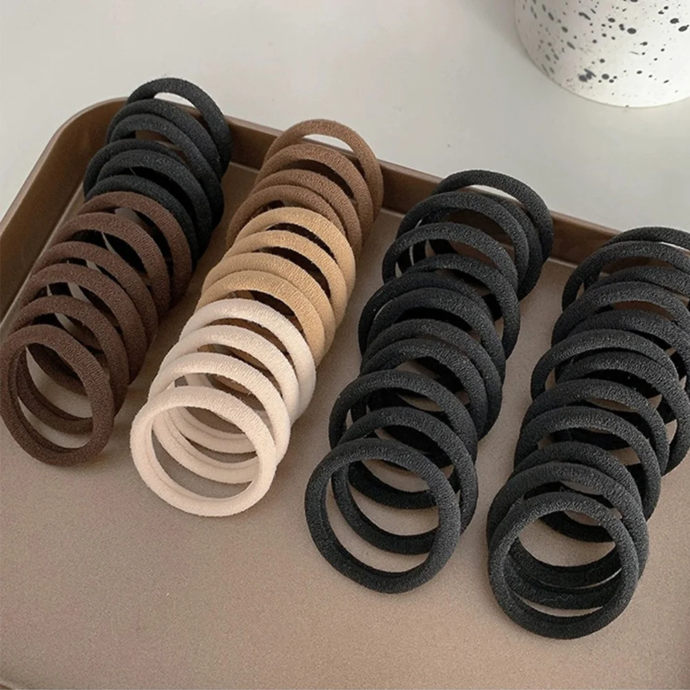 20-100pcs High Elastic Hair Rope Women Basic Hair Bands Black Coffee Brown Seamless Hair Ring Ties Ponytail Holder Accessories