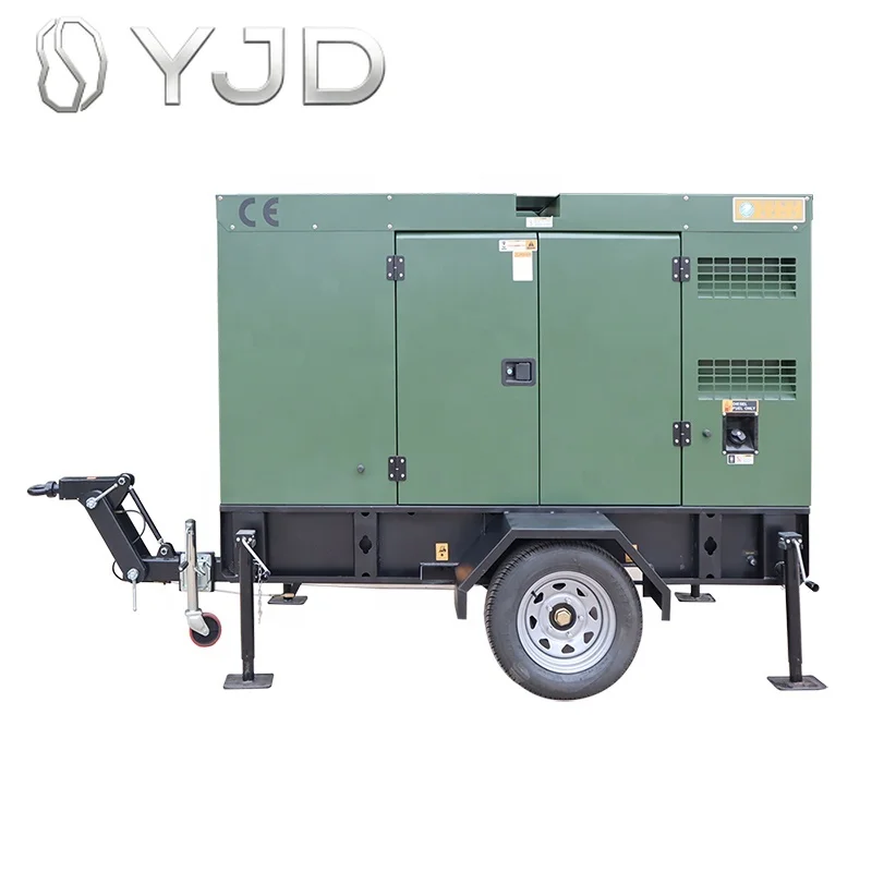 30/40kW Portable Silent Trailer Diesel Generator Set with 24V DC Start for Home Use