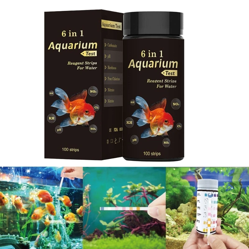 Test Strips 6 in 1 Swimming Pool Aquarium for Total Hardness Total Alkali Ph Nitrates Chlorine Monitors Accessory Drop Shipping