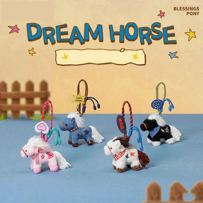 

Cute Cartoon Horse Plush Keychain Squishy Stuffed Animal Pendant Fluffy Bag Charm for Backpack Car Decoration Creative Gift