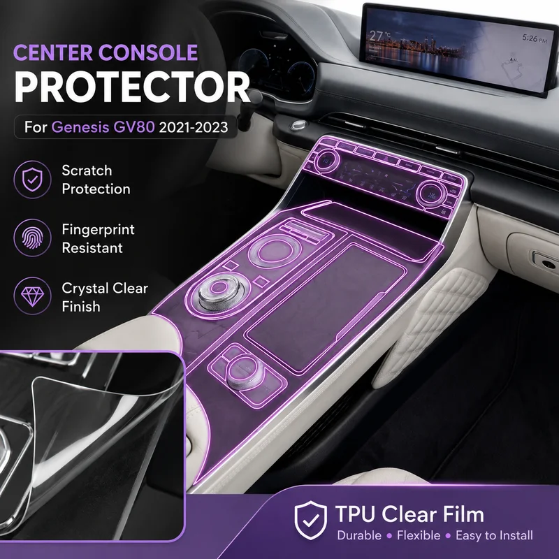 

Car Sticker For Genesis GV80 2021-2023 Center Console Shift Trim Easy Installation TPU Clear Film, Exterior Decor
