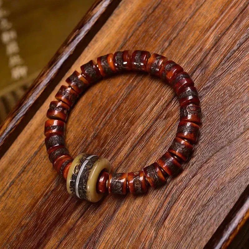 Return Yak Bone Bead Bracelet Single Circle Tibetan Style Cultural Buddha Beads Tail Glass Accessori