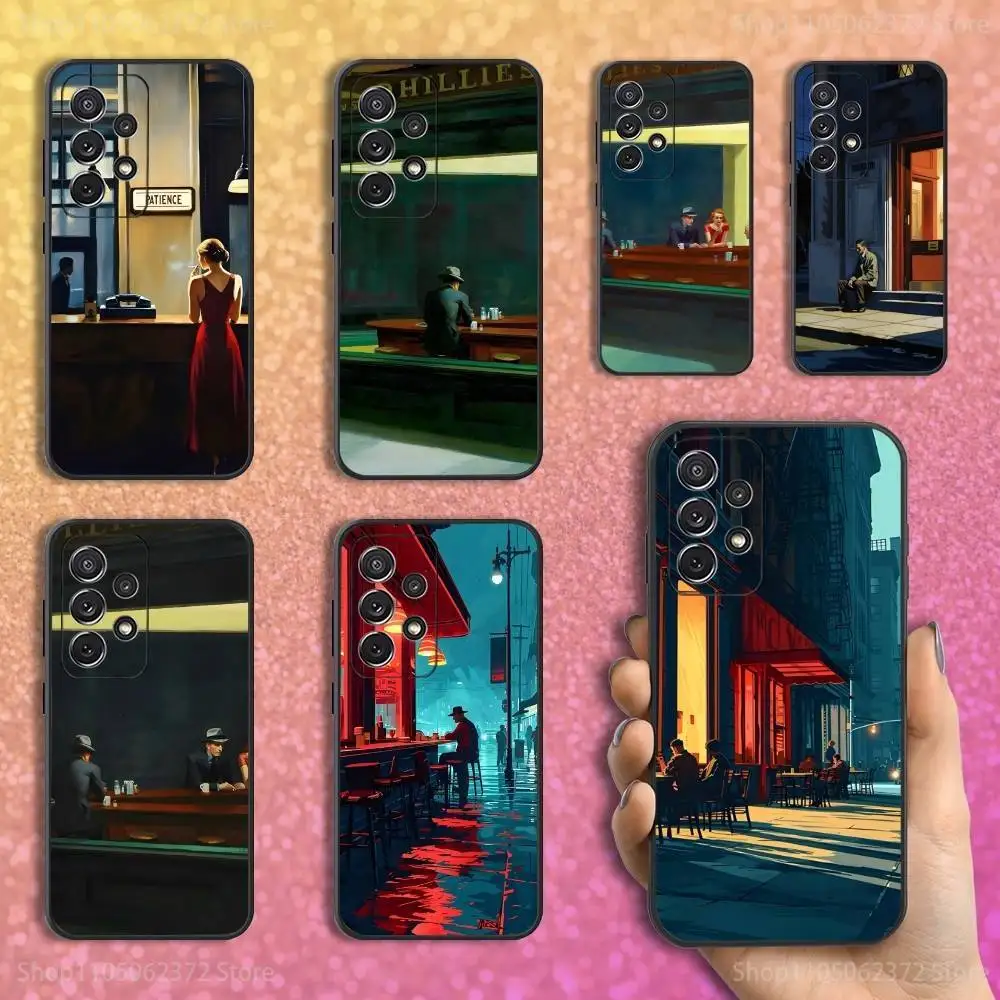 

E-edward H-hopper Art Phone Case For Samsung S25,S24,S23,S22,S21,S20,S10,Ultra,Plus,Lite,FE,Soft Silicone Black Cover