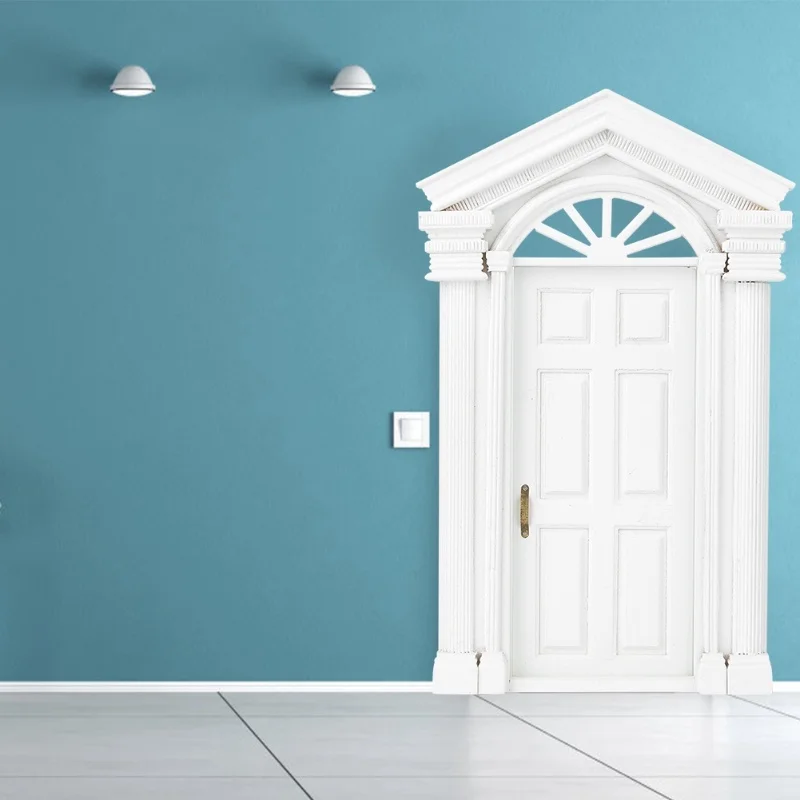 Mini simulatie houten doe-het-zelf deurmeubilair voor 1:12 poppenhuisaccessoire