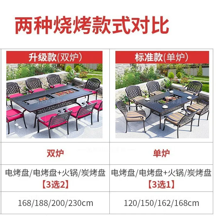 Outdoor tables and chairs, courtyard cast aluminum barbecue tables, villas, balconies, gardens, household electric