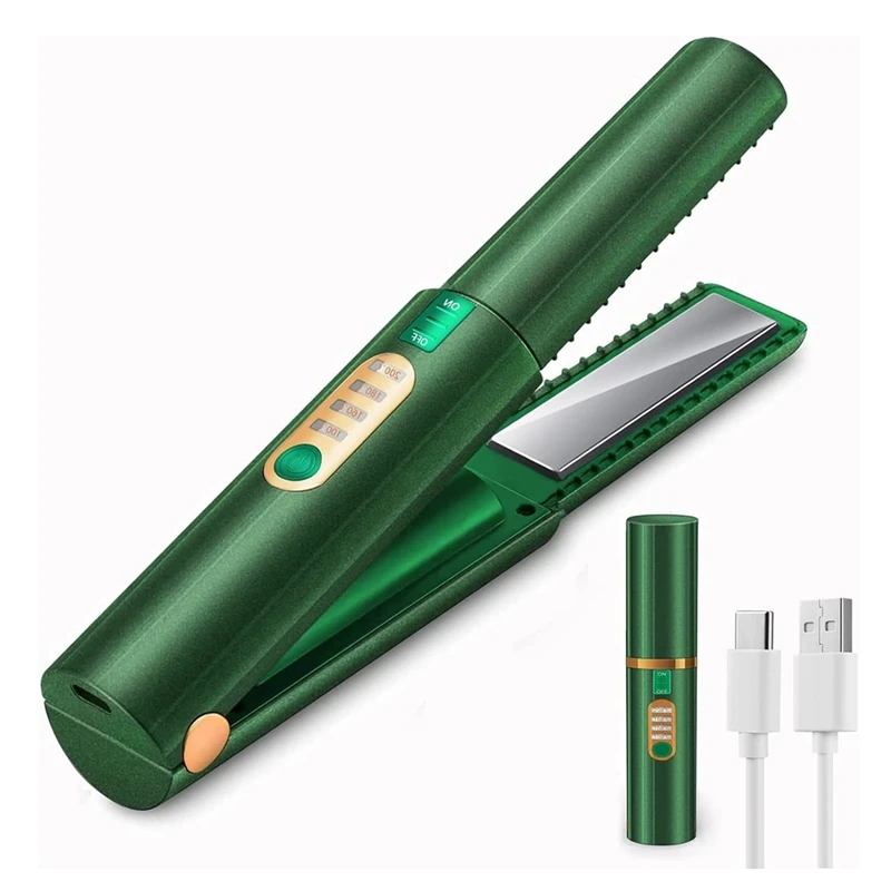 Cordless Hair Straightener, Flat Iron 2 In 1, Portable With USB-C Rechargeable 5000Mah Battery, Ceramic Plate