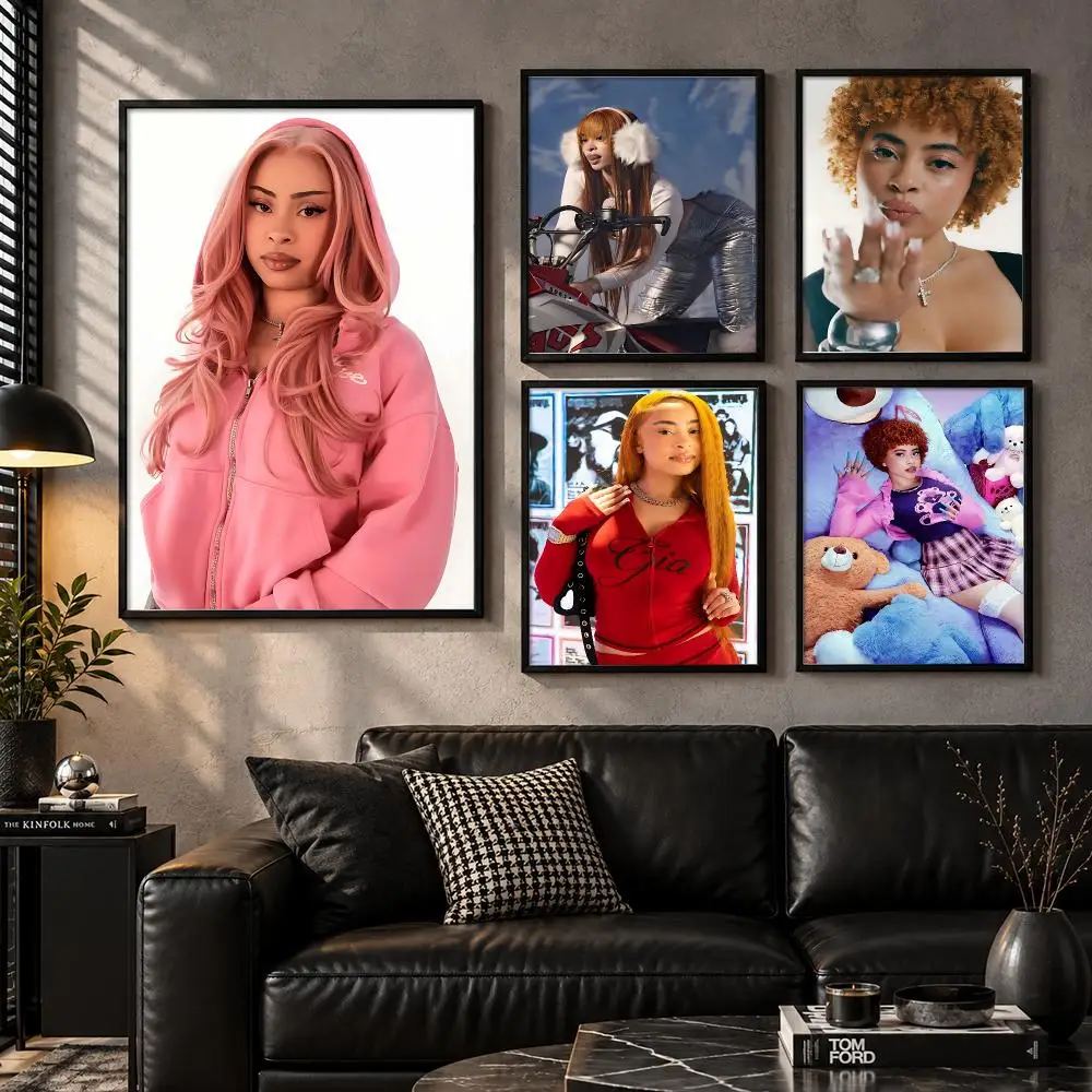 Vocalist-Artist-Stage-Portrait-Performance-Collectible Ice Spice Poster Aesthetic Unframed Wall Prints for Bedroom & Living Room