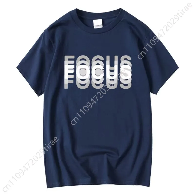 Summer Men's 100% Cotton High Quality Casual Sports Loose Oversized Funny Focus Print Round Neck Short Sleeved T-shirt Tops