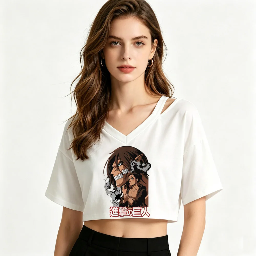 Attack on Titan cropped top women japan manga jojifuku t shirt gothic vintage summer clearance sales scene