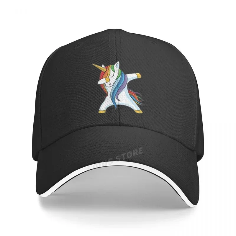 Y2K fashion dabbing men baseball cap 2022 cartoon rainbow unicorn dad hat summer hip-hop caps