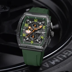 Fashion Brand NAVIFORCE Creative Barrel-Shaped Small Dial Men Wristwatch Waterproof Quartz Chronograph Date Display Reloj Hombre