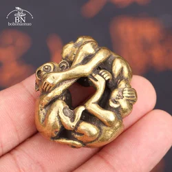 Vintage Brass Funny Three Monkeys Ornaments No See No Listen No Say Monkey Figurines Desktop Decorations Pendants Accessories