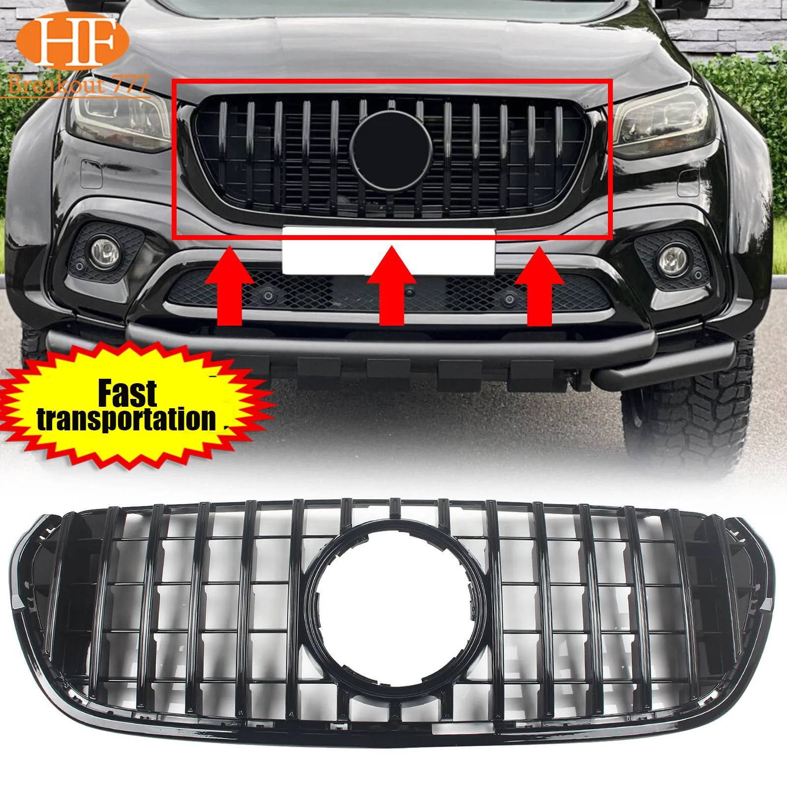 

For Mercedes Benz X-Class W470 2017-2019 Replacement Part GT Style Front Inlet Mesh Bumper Grille Grid Grill Refit